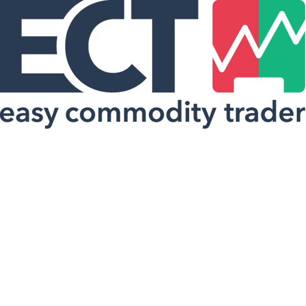 Logo of ECT, featuring stylised letters with a graph, alongside the phrase 'easy commodity trader'.